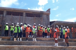 A team from the Sector led by the Commissioner General of Uganda Prisons Dr. Johnson Byabashaija inspecting ongoing works at Kitalya Mini-Max Prison on 12th November 2018 (PHOTO: Edgar Kuhimbisa / JLOS)