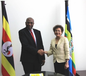 Prime Minister Rt. Hon Ruhakana Rugunda meeting Ms. Irene Khan Director General IDLO earlier in September 2019